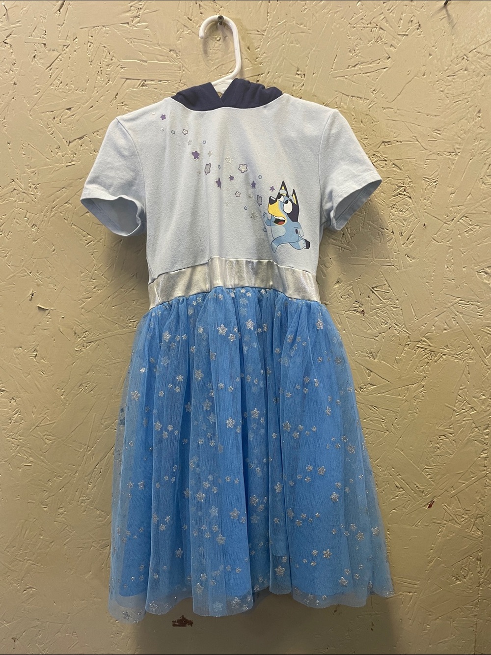 Blue Sparkle Tulle Dress with Character Print - Kids Casual